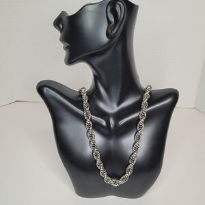 Silvery Stainless Steel Heavy Rope Chain Vintage 30" Like New
